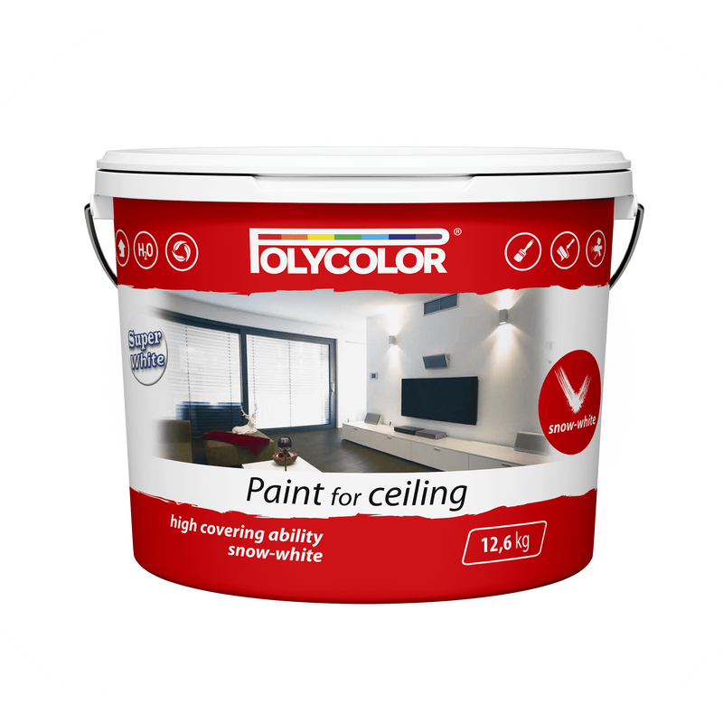 Фарба POLYCOLOR Paint for ceiling, акрилова, мат білий, 14кг